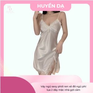 Váy ngủ sexy lụa phối ren